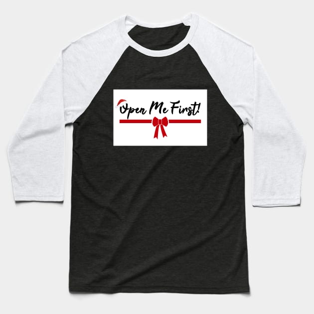 Open Me First Naughty Christmas Gift Baseball T-Shirt by SiGo